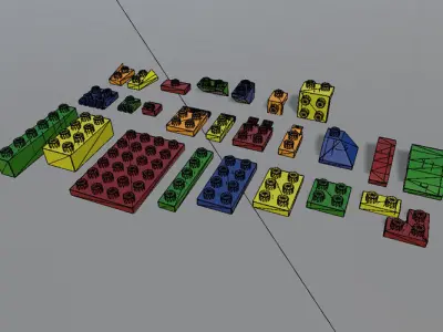 Construction Bricks Blocks Low-poly 3D model