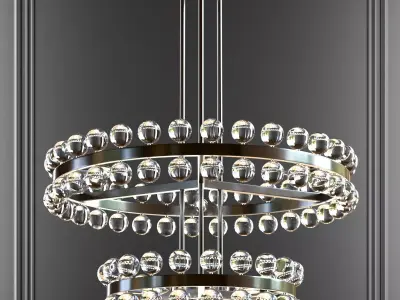 Sacramento Transparent Balls Two Circle Chandelier 3D model