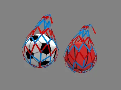 Cartoon football and basketball - net bag Low-poly 3D model