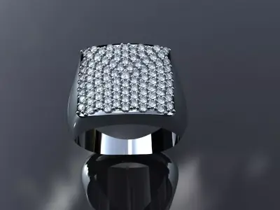 Wide Diamond Ring Gold Silver Luxury Mens Jewelry 3D print model