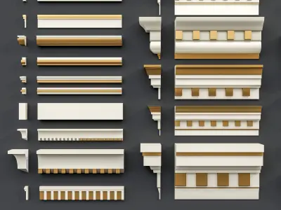 Classic carvings moldings and gypsum cornice 13 Low-poly 3D model