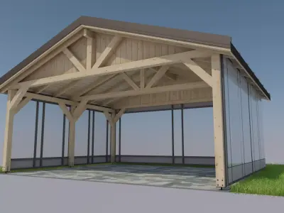 5x6 carport sheet metal plus glass walls 3D model