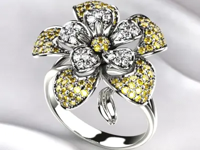Flower Gold Ring 3D print model
