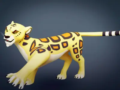 Cartoon Leopard Rigged - Makucha Low-poly 3D model