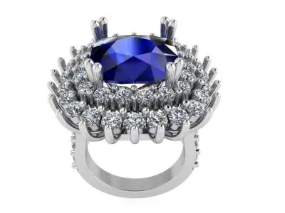 Cushion Cut Ring 4003 3D print model