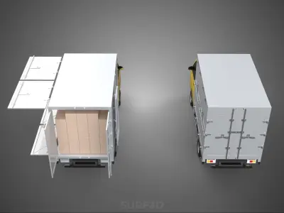 LIGHT DUTY BOX TRUCK DELIVERY CARGO PACKAGE PICKUP VAN LORRY CAR 3D model