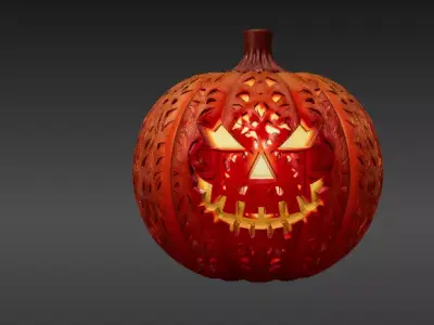 Pumpkin Candle Lantern 3D Print Model  Halloween Pumpkin  3D model