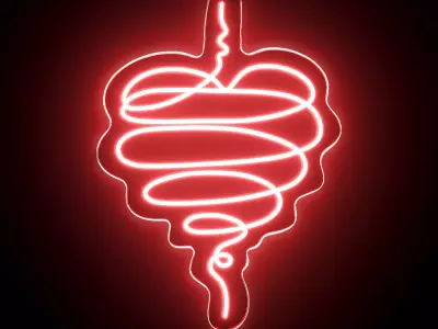 Abstract Heart Line Art Neon Sign 3D model