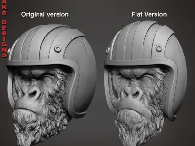 Biker gorilla 1 bas relief 3D print model