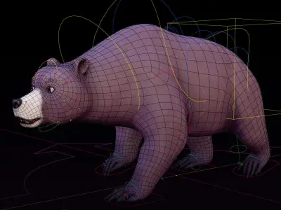 Grizzly Bear - Rigged Cartoon Character for Blender Low-poly 3D model