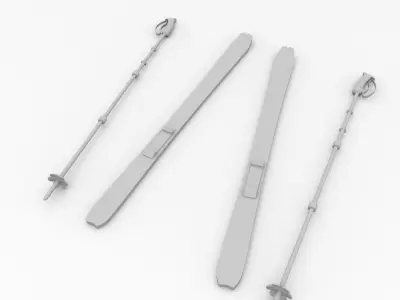 Skis and Poles 3D model