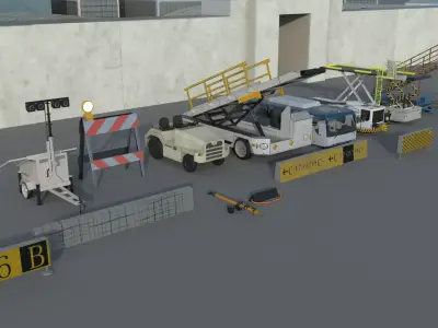 Airport engineering vehicles Low-poly 3D model