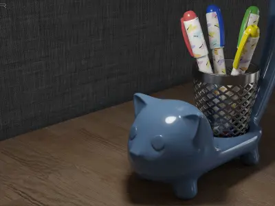 Cat-shaped desk lamp Low-poly 3D model
