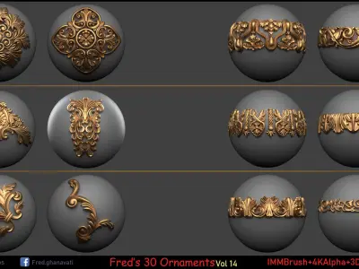 Freds 30 Ornament Brush Alpha Vol 14 Low-poly 3D model