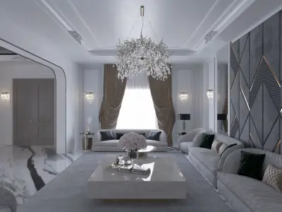 New Classic Interior Scene Staircase Living Room Majlis Corona Low-poly 3D model