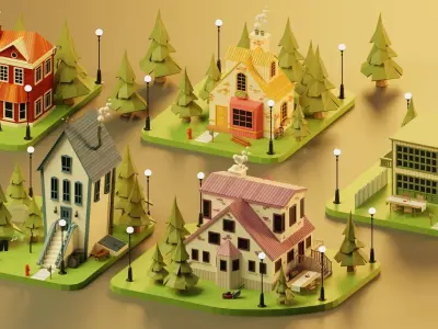 cartoon city 2 Low-poly 3D model