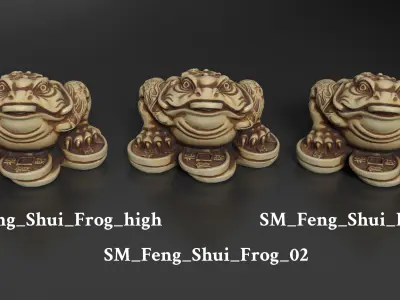 Feng Shui Wealth Toad - Three-Legged Money Frog Statue Low-poly 3D model