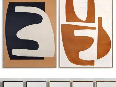 Plaster Two Photo Frame 73 Low-poly 3D model