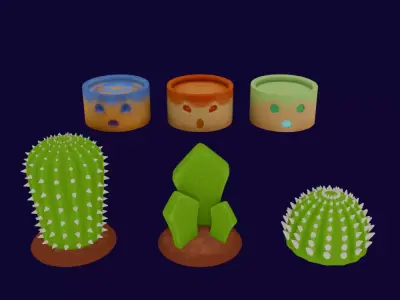 Small cactus pots Free 3D print model