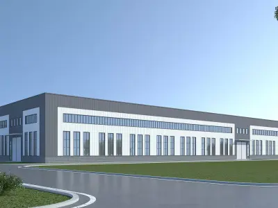 Industrial Building Factory 3D model 2