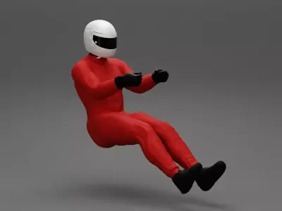 Racing driver in the car 3D print model