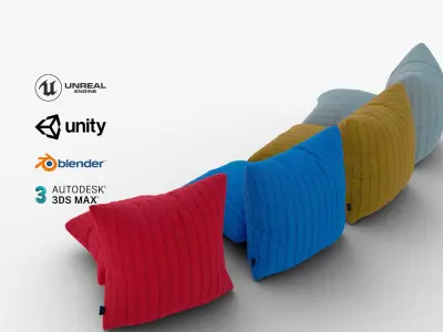 Knitted Cushions with a Chain Pattern Value Pack Low-poly 3D model