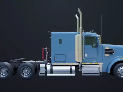 Heavy Truck Chassis 07 Cyan and Grey All PBR Textures Low-poly 3D model