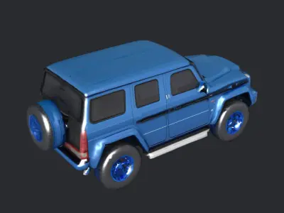 Compact Blue Car   Low Poly 3D Model   Automotive Design 3D model