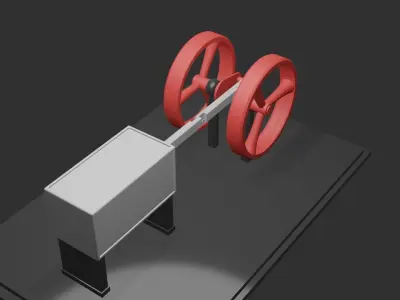 Simple animated engine Free 3D model