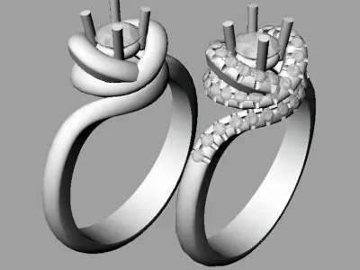 Set Solitaire Round diamond Heart Anello solitario Sl17 3D print model