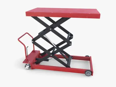 Scissor Lift Table Red Low-poly 3D model