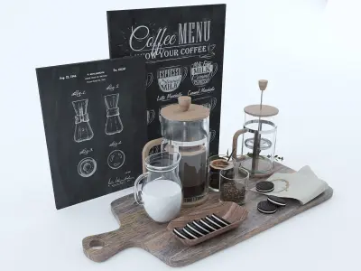 French Press and Coffee Set 3D model