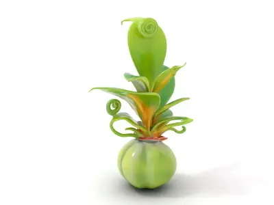 Curled Leaf Plant model pack Low-poly 3D model