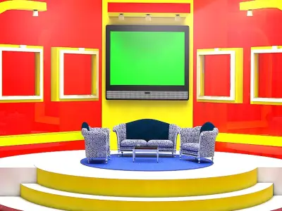 virtual studio talk show room 3d model chat room 3D model