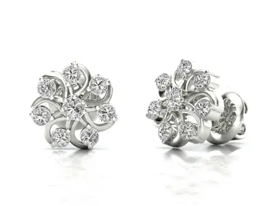 Earrings-3150 rose gold stud earrings with diamonds 3D print model