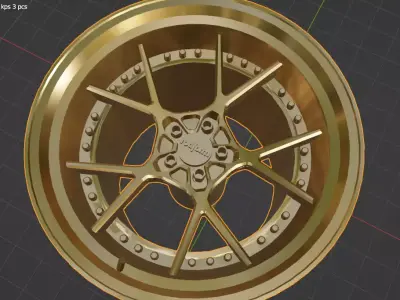 Rotiform KPS 3 Piece Wheels Rims 3D Print Ready 3D print model