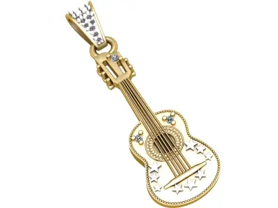 STYLISH GUITAR PENDANT 3D PRINTABLE MODEL 3D print model