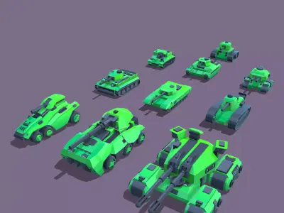 Stylized tanks pack  Low-poly 3D model