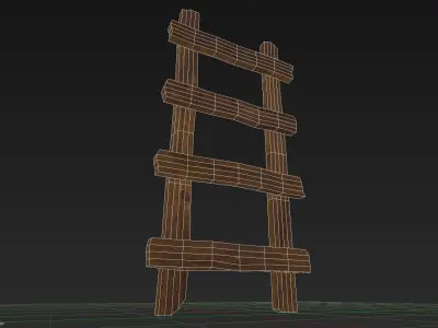 Old Wooden Ladder Low-poly 3D model