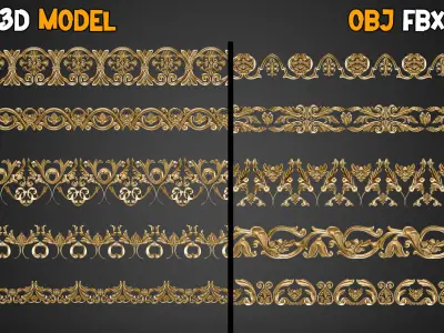 50 Ornaments Trim Brush   Vol 10 Low-poly 3D model