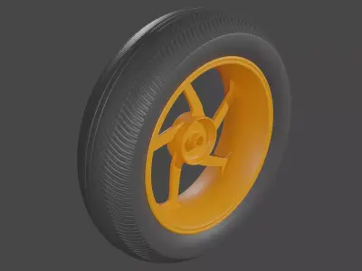 A Motorcycle Racing Wheel and Wet Tire 3D model