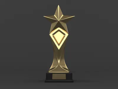 Gold Trophy Cups 3D model 6