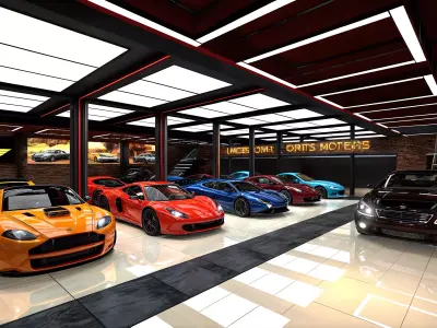 Luxury Car Showroom Design Low-poly 3D model