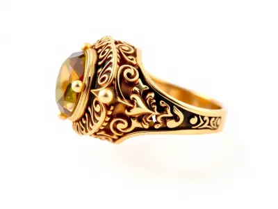Ornate Gold Ring D Model Pack Low-poly 3D model