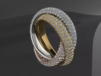 Ring Tri Color Large Model Diamond 3D print model
