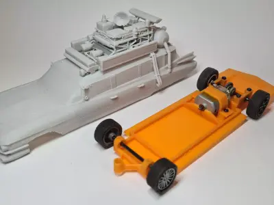 MILLER METEOR - ECTO-1 1959 GHOSTBUSTERS SLOT CAR CHASSIS 3D model