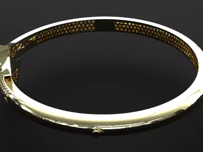 Luxury Gold Bangle Bracelet with Diamonds 3D print model 3D print model