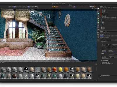Interior Scene Cinema 4D Corona Render 3D model