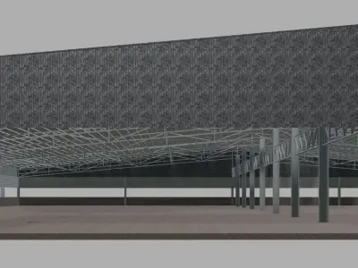 Warehouse in square plan 3D model