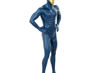 Sports male mannequin with golden mask 170 3D model